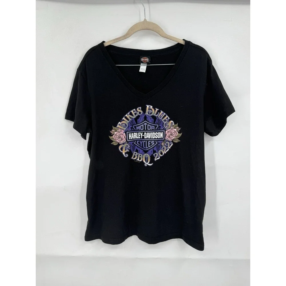 Harley Davidson Pig Trail Rogers, Arkansas T-Shirt Women XL Black Biker Moto